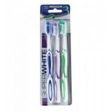 Brosse à dents Medium - lot de 3 avec gratte langue - Superwhite