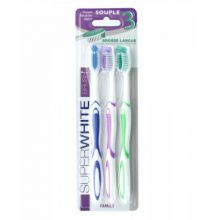 Brosse à dents souple - lot de 3 avec gratte langue - Superwhite